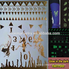 OEM Wholesale luminous tattoo fashion brands glow in the dark tattoo temporary tattoos Sticker for adults GLIS007